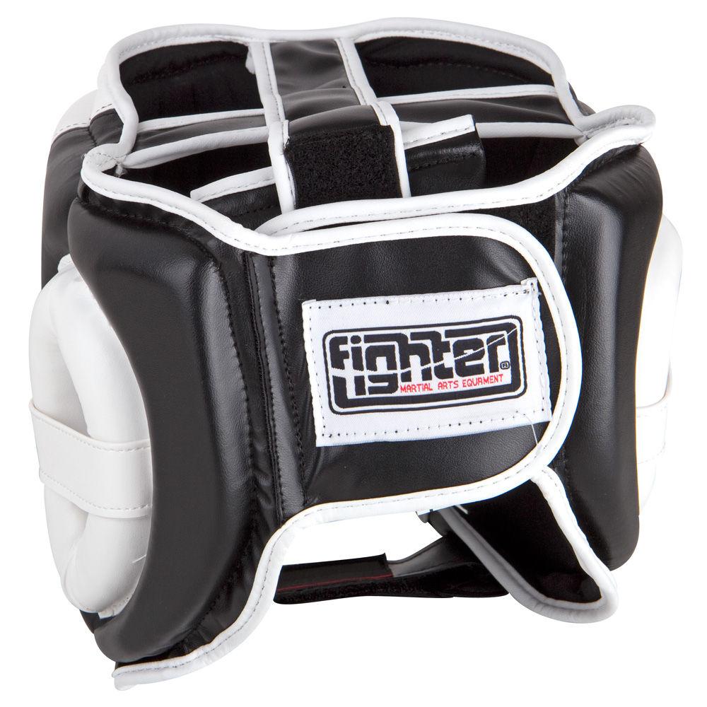 Fighter PU Black / White Sparring Headguard