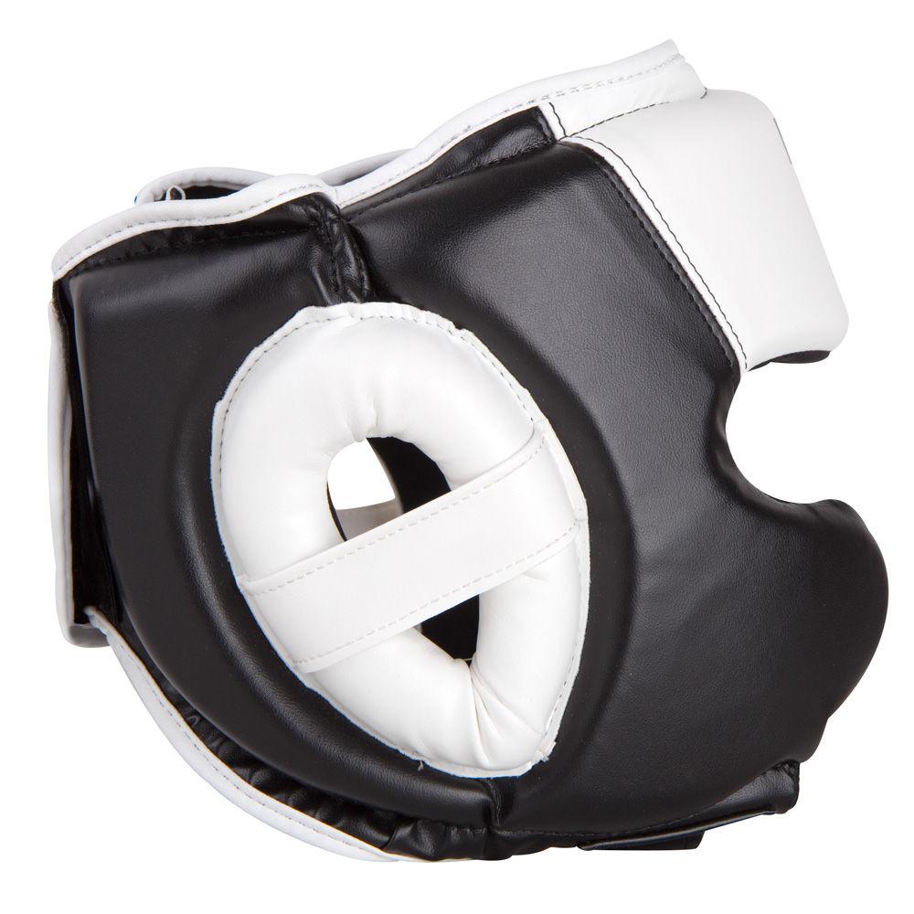Fighter PU Black / White Sparring Headguard