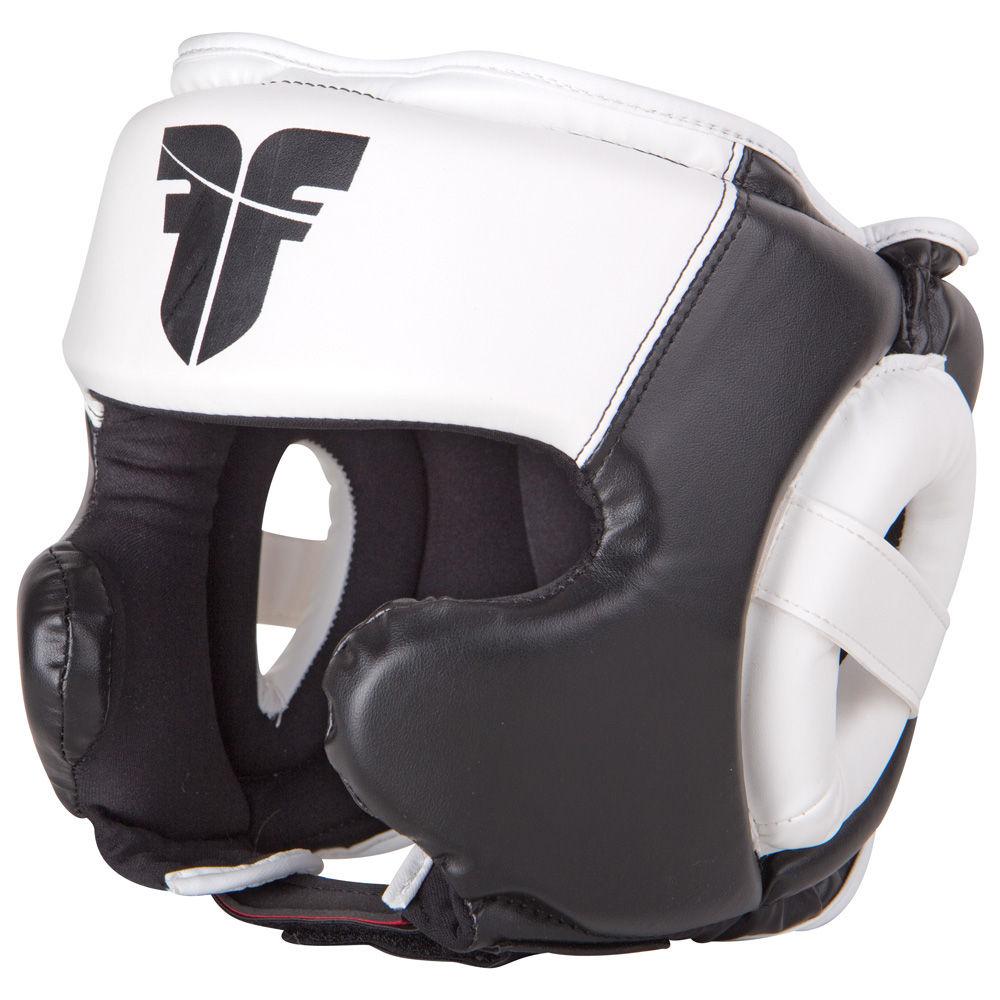 Fighter PU Black / White Sparring Headguard