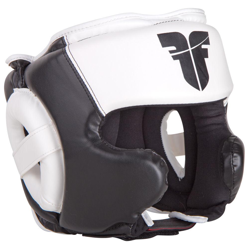 Fighter Leather Black / White Sparring Headguard