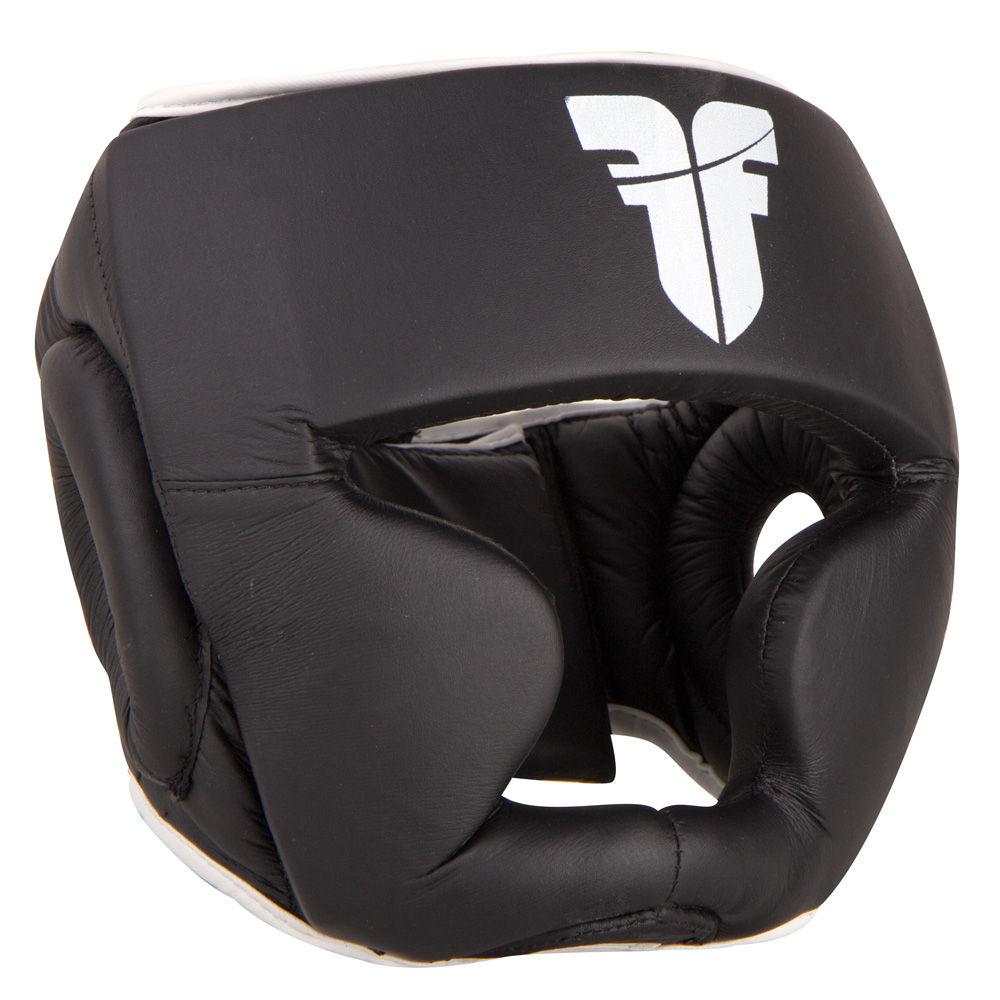Fighter Synthetic Leather Full Sparring Headguard - black/white