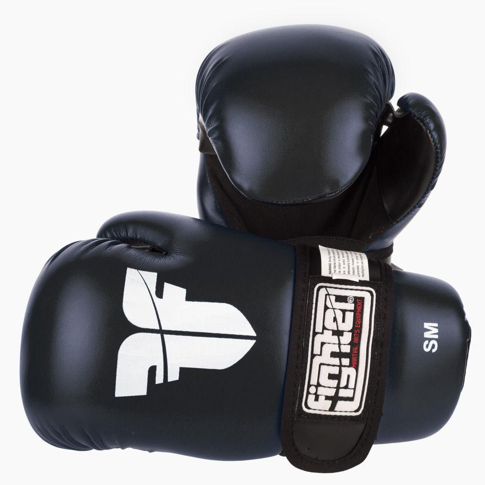 Fighter Black/White Open Palm Gloves