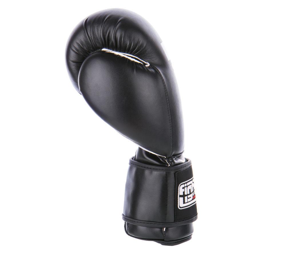 FIGHTER Black Synthetic-Leather IMF MUAY THAI Boxing Gloves