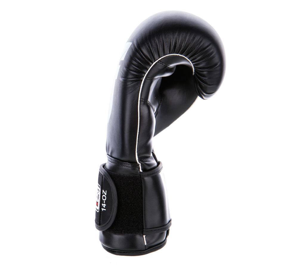 FIGHTER Black Synthetic-Leather IMF MUAY THAI Boxing Gloves
