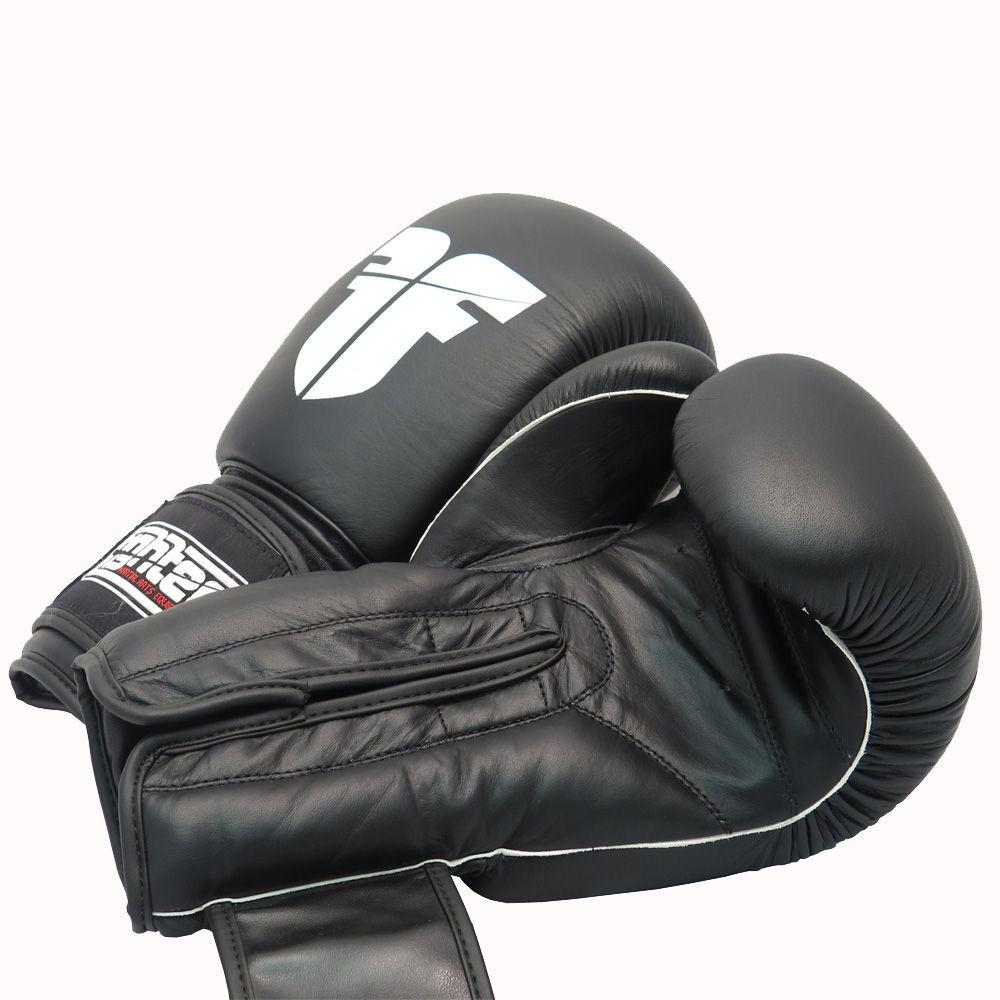 FIGHTER Leather Black Injection Molded Boxing Gloves - black