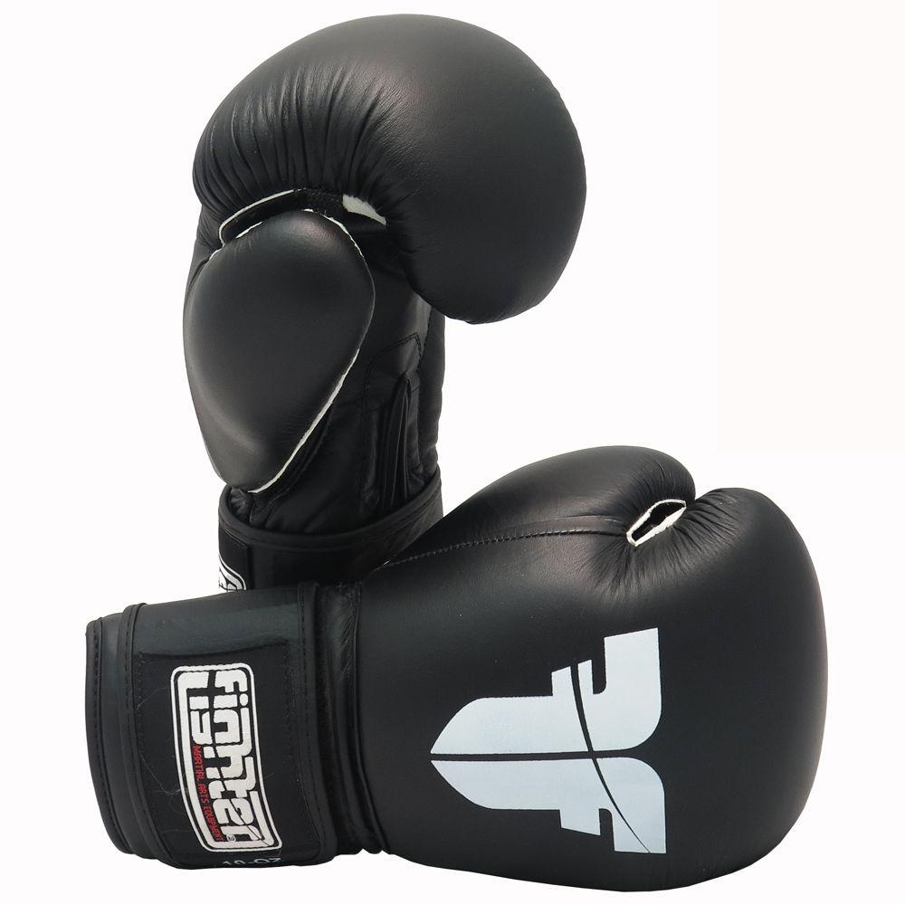 FIGHTER Leather Black Injection Molded Boxing Gloves - black