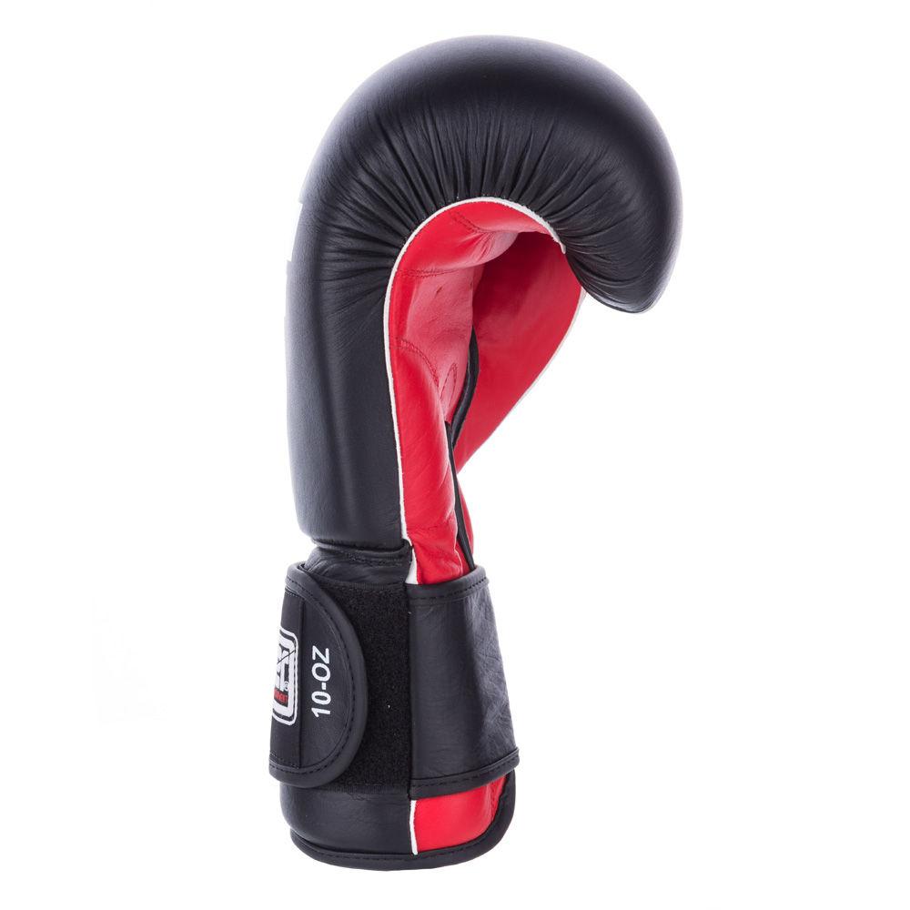 Fighter Leather Black- Red palm Injection Molded Boxing Gloves