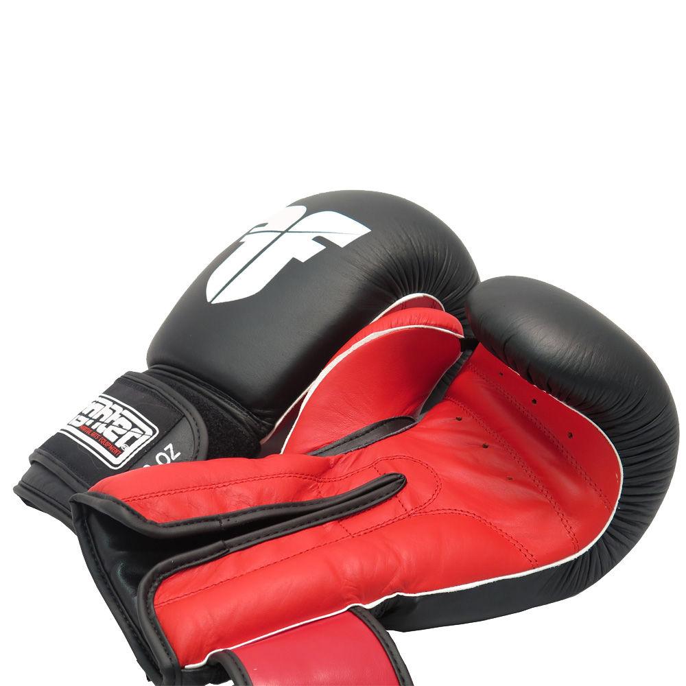 Fighter Leather Black- Red palm Injection Molded Boxing Gloves
