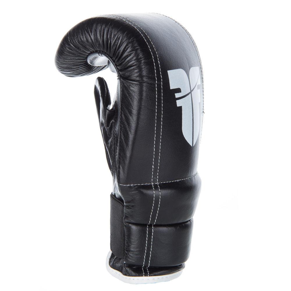 Fighter Black/White Leather Covered Thumb Bag Gloves