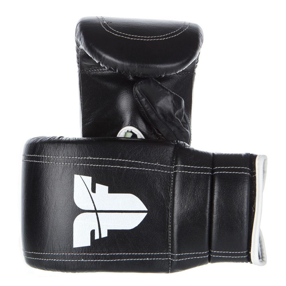 Fighter Black/White Leather Covered Thumb Bag Gloves