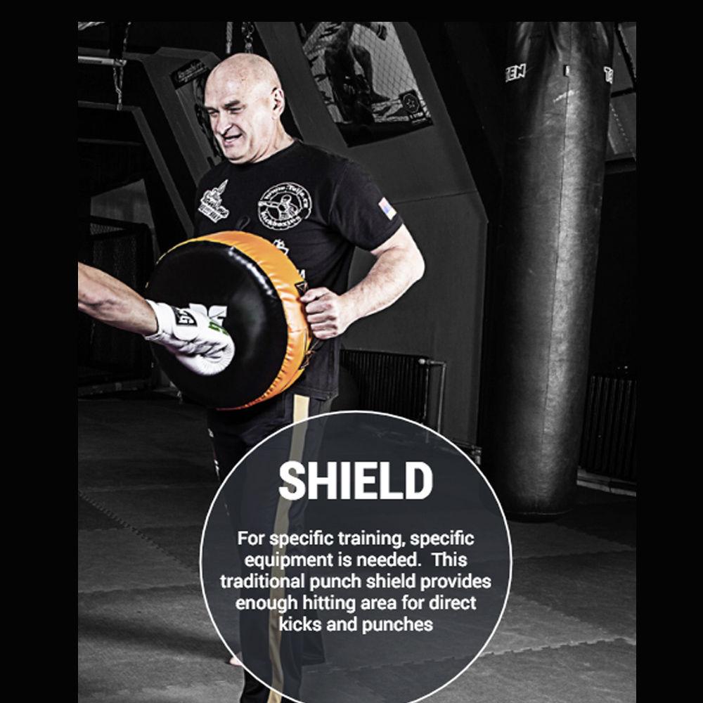 Fighter Large ROUND SHIELD - black/orange