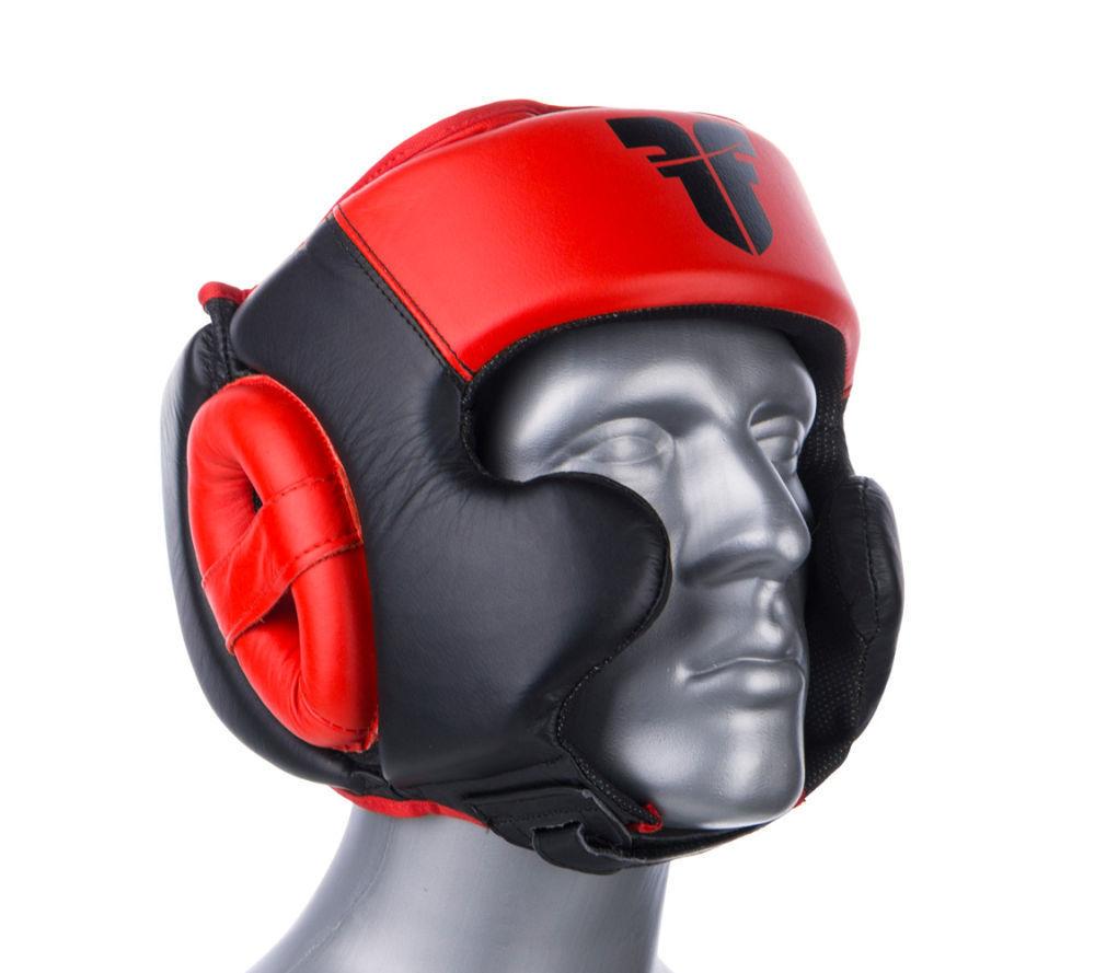 Fighter Black / Red Leather Sparring Headguard