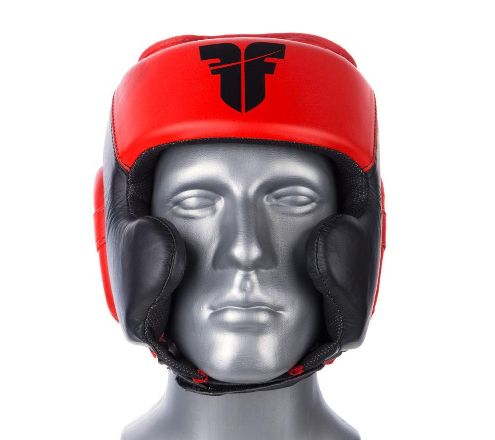 Fighter Black / Red Leather Sparring Headguard