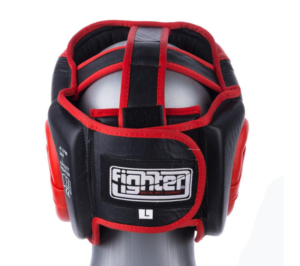 Fighter Black / Red Leather Sparring Headguard