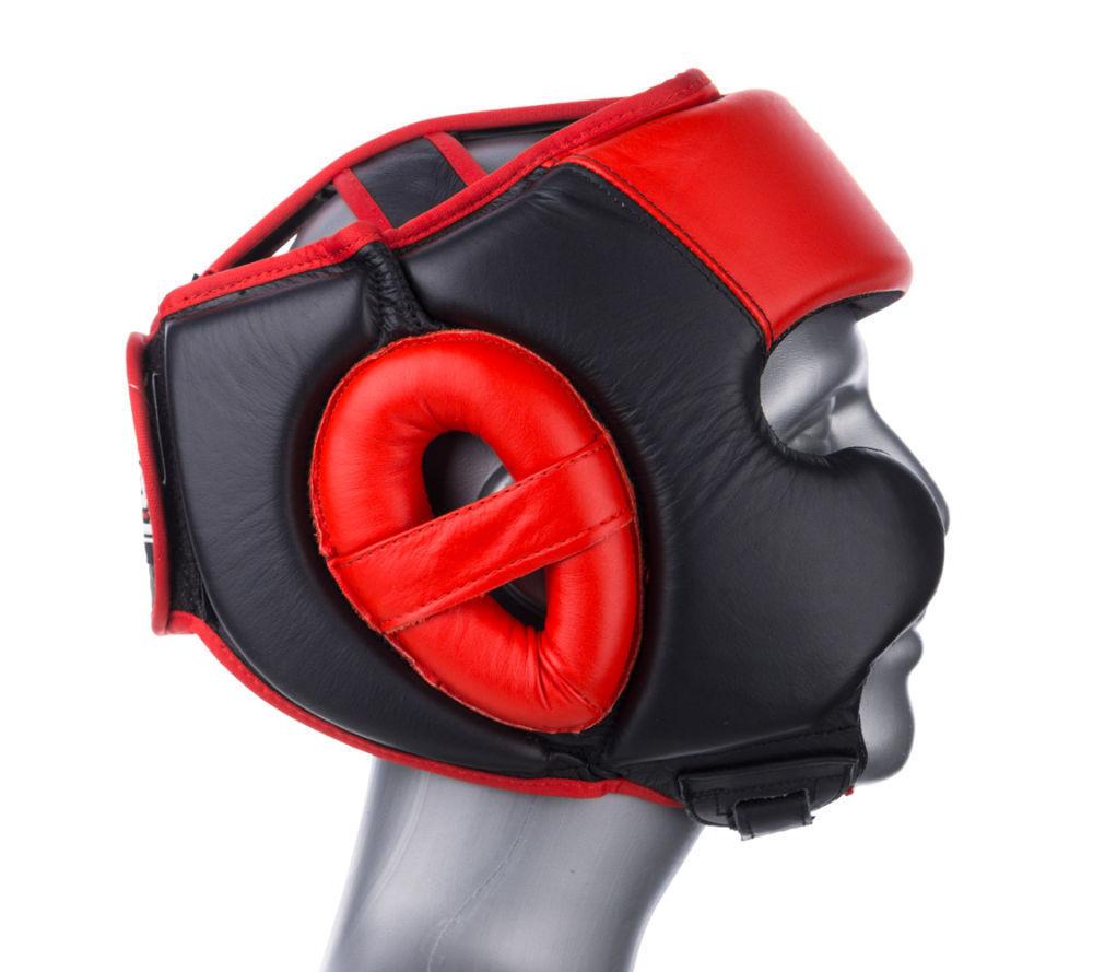 Fighter Black / Red Leather Sparring Headguard