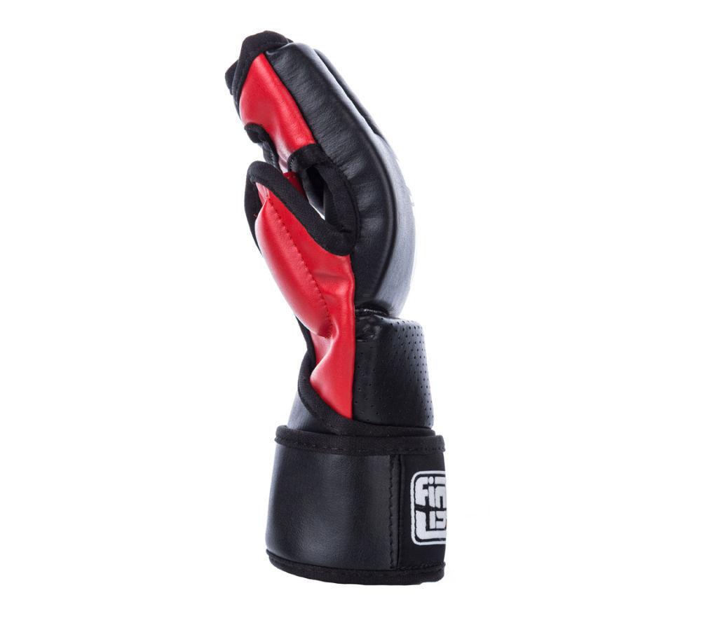 Fighter Black/Red Synthetic Leather MMA Gloves