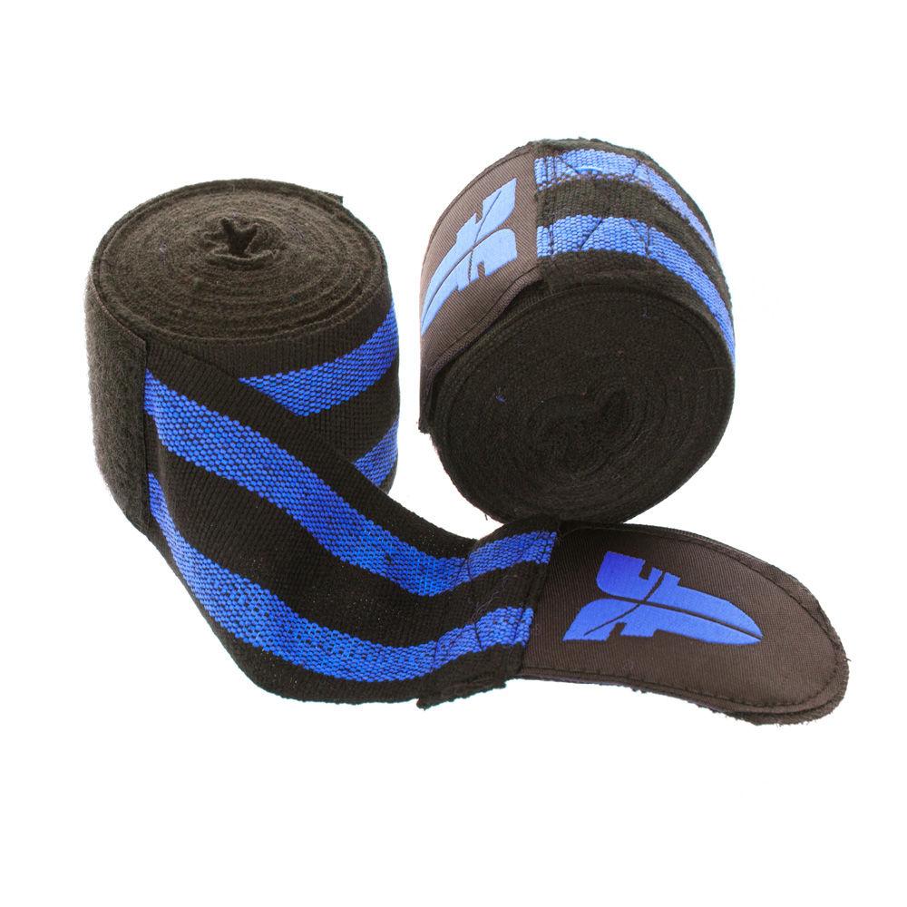 Fighter Black/Blue striped Polycotton Handwraps