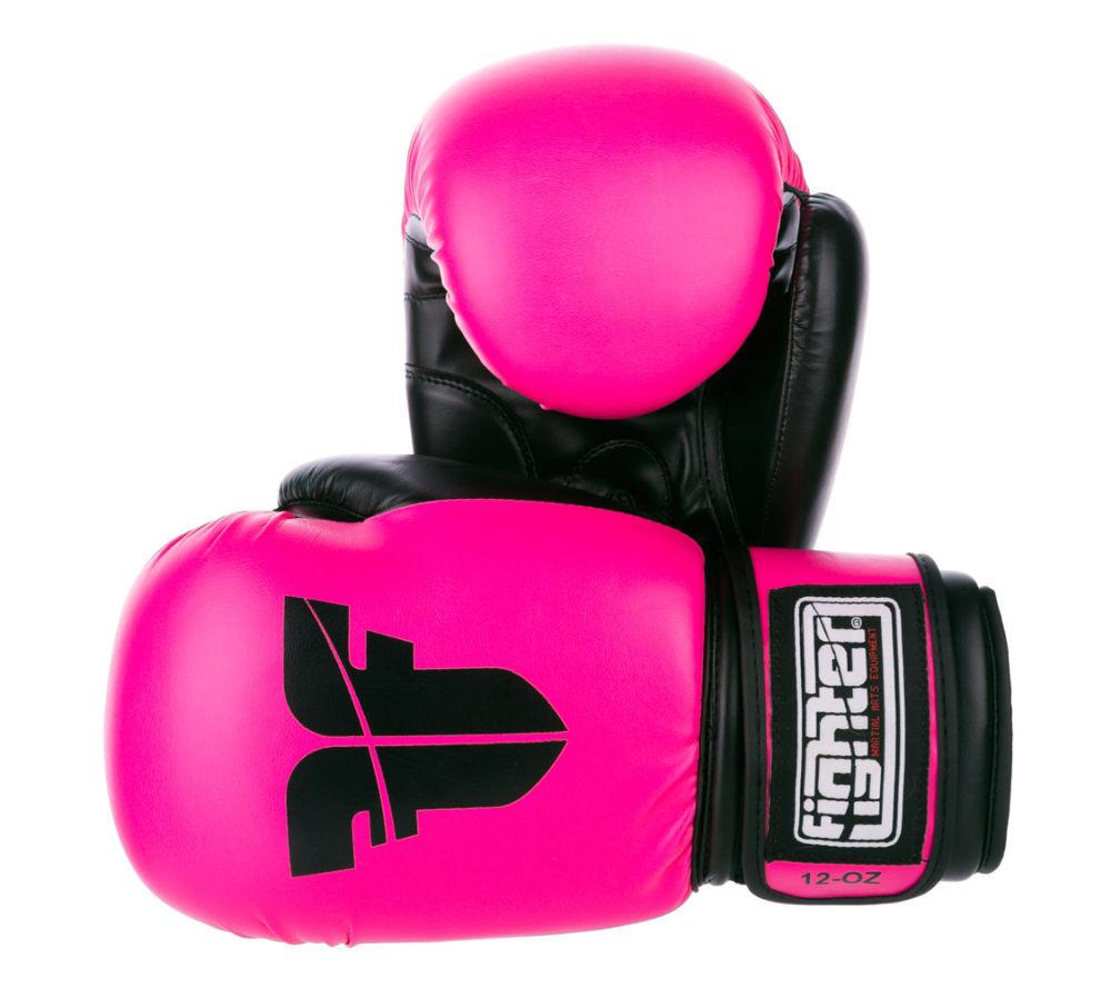 Fighter Synthetic Leather PU Basic Neon Pink/Black 6-12oz Boxing Gloves