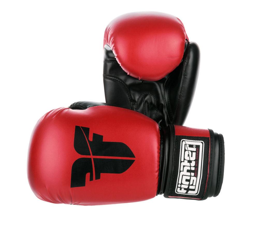 Fighter Synthetic Leather PU Basic Red/Black 6-12oz Boxing Gloves - red/black
